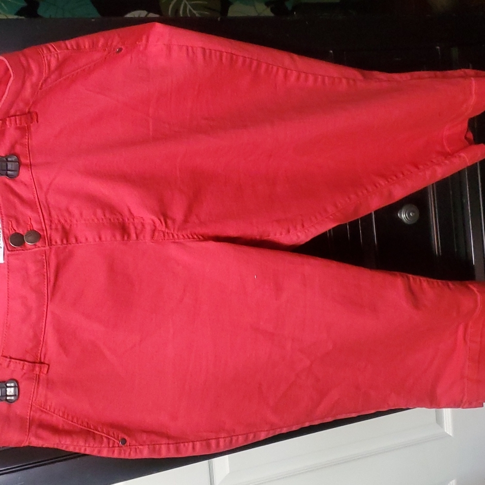 Red shorts, knee length